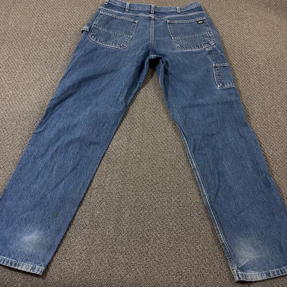 Key Jeans Mens 36x34 Blue Carpenter Outdoor Workwear Flawed - Picture 7 of 15